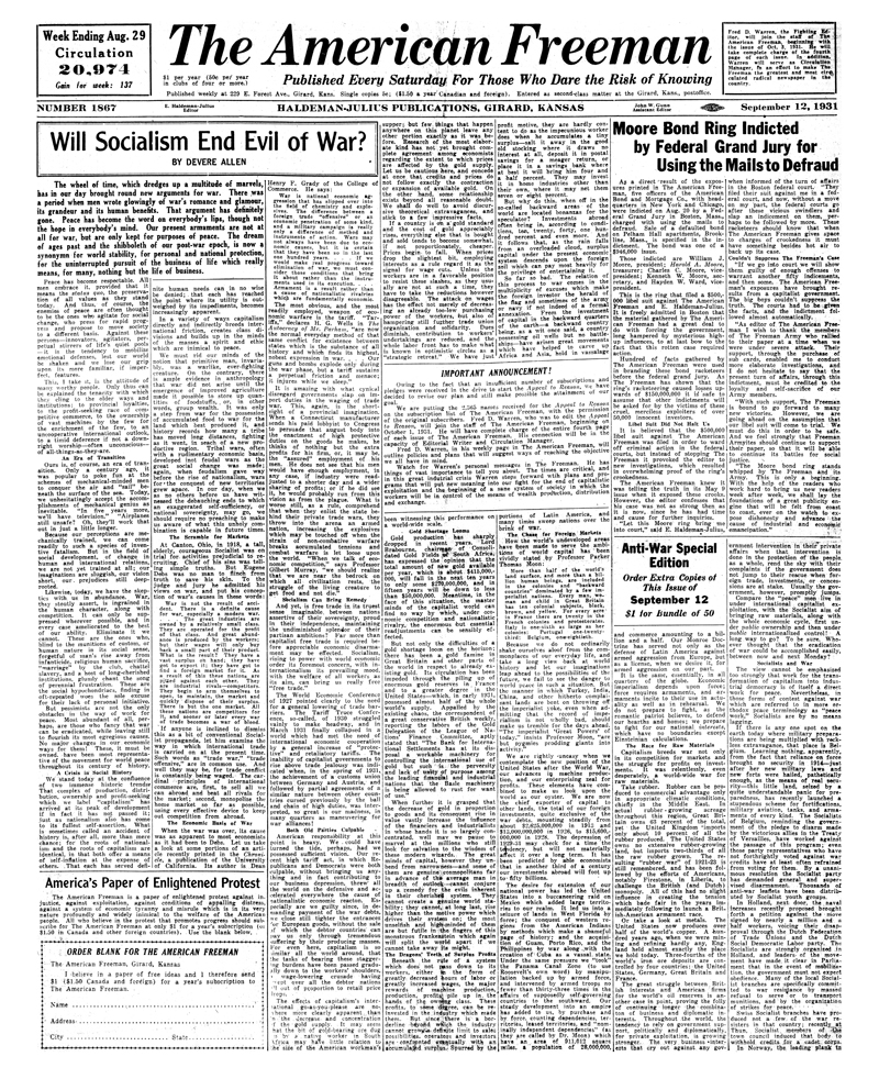 The American Freeman - Number 1867, Sept. 12, 1931